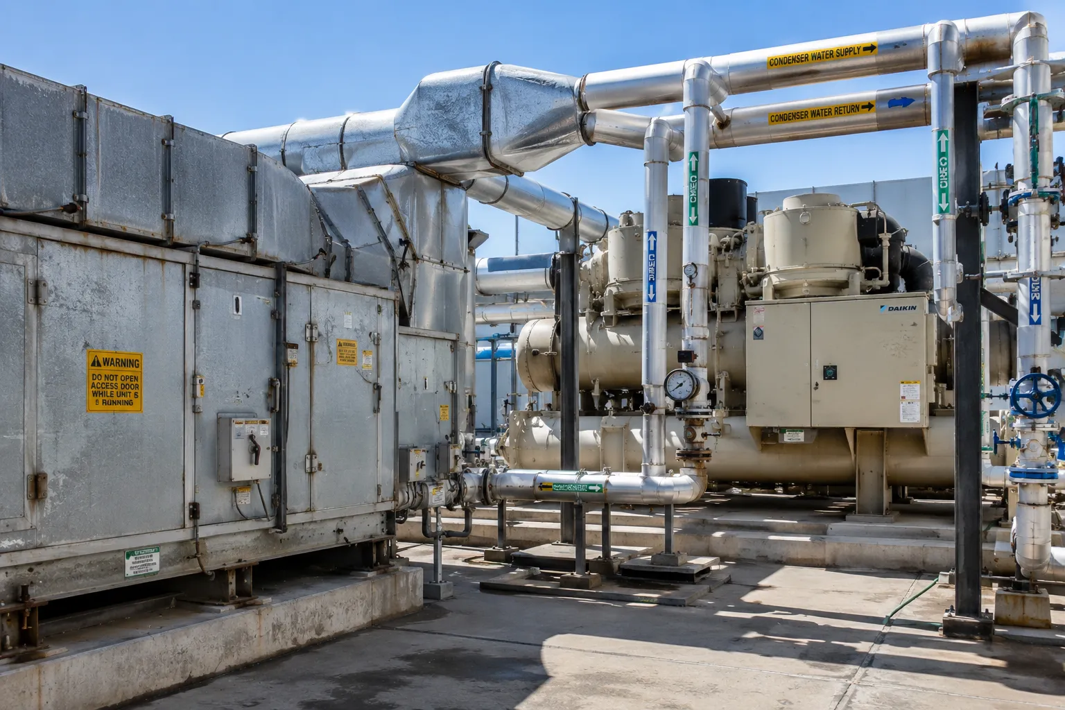 Industrial HVAC and utility equipment for facility operations