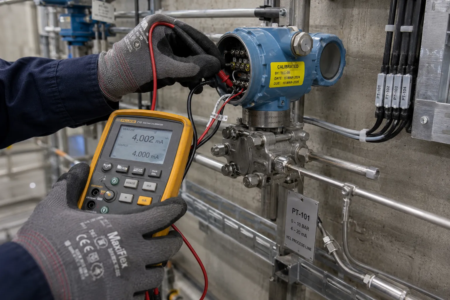 Field instrumentation and sensor equipment installed on industrial piping